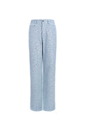 Geweven Denim Vrouwen Rechte Broek Casual Pailletten