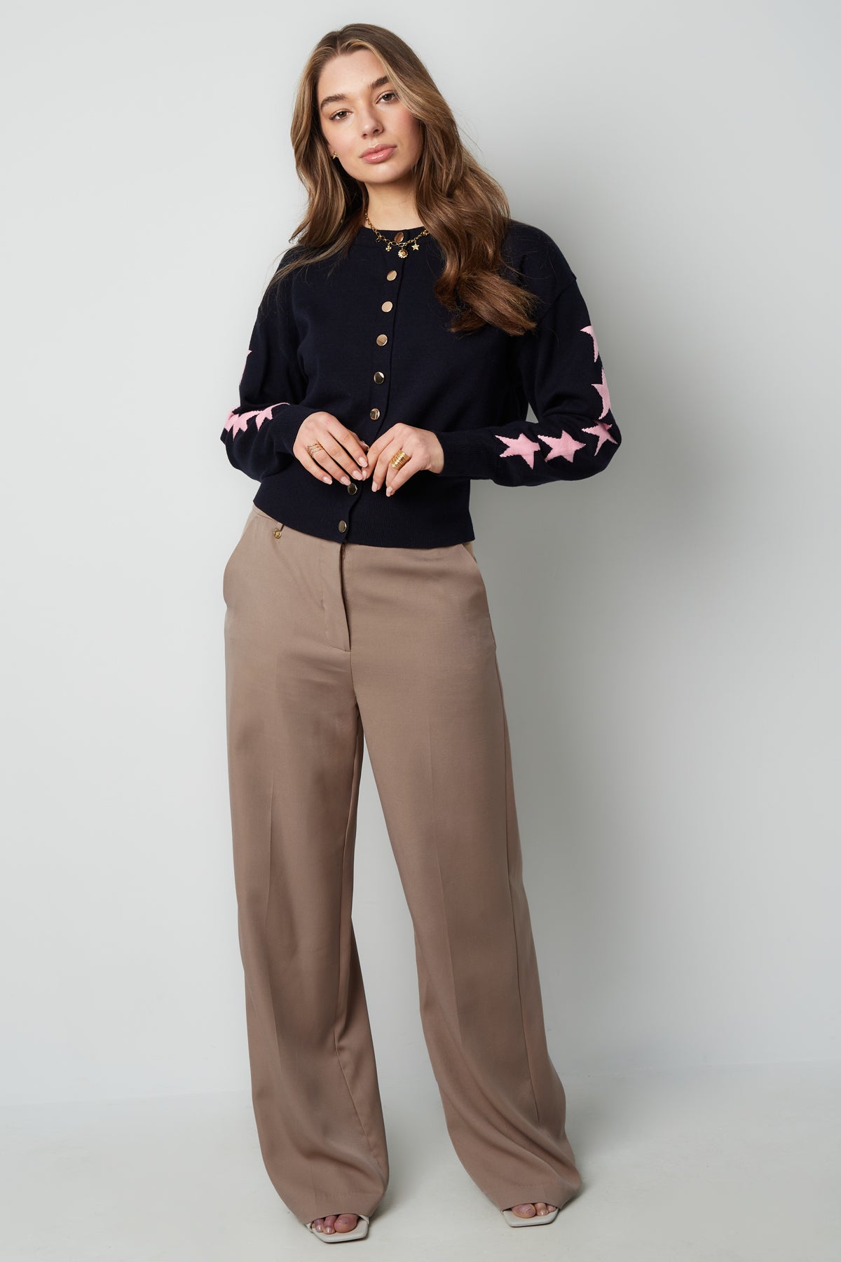 Viscose Gebreide Cardigan Vrouwen Kort Model Sterrenpatroon