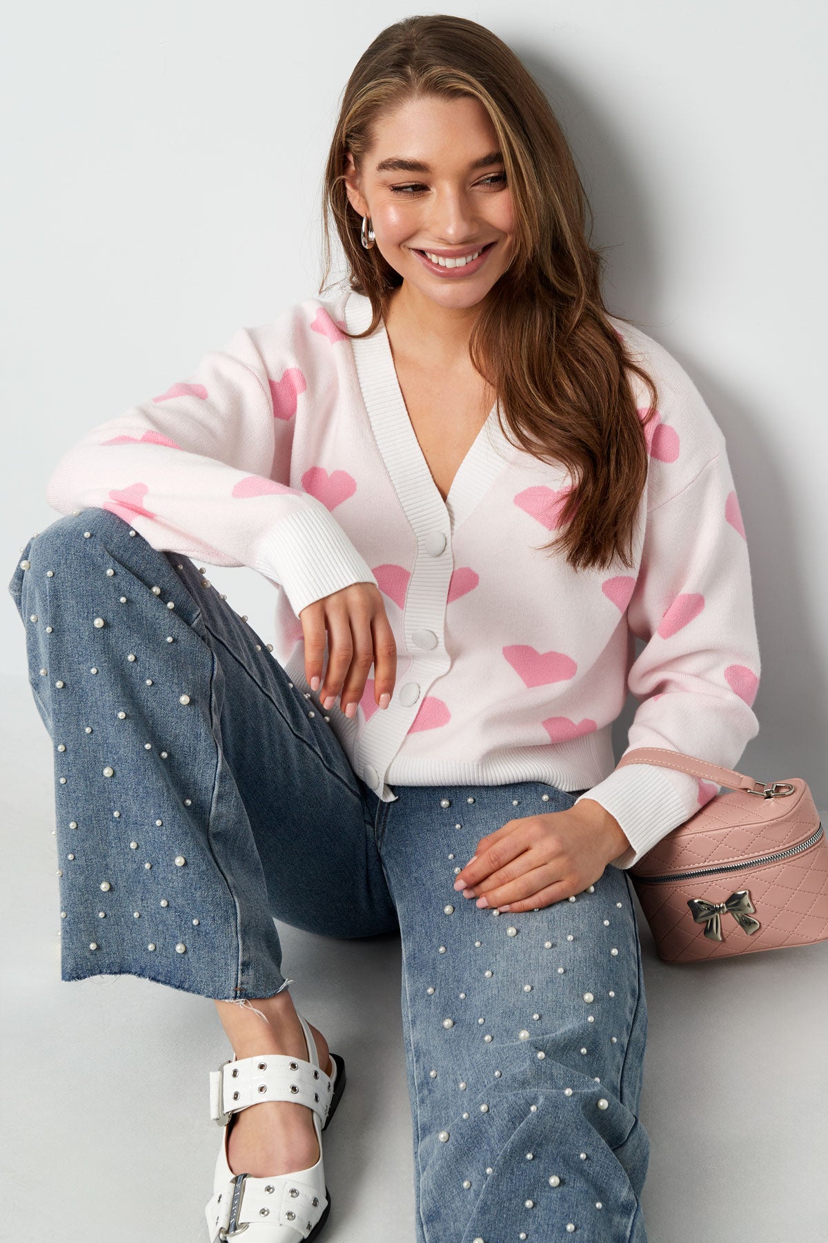 Viscose Gebreide Dames Trui Leuk Hart Patroon Herfst/Winter