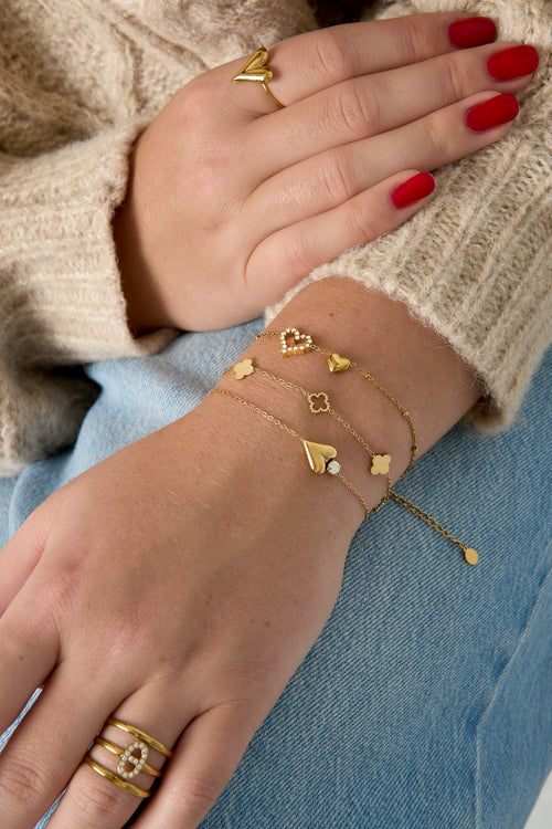 14K verguld roestvrijstalen bedelarmbanden met klavermotief, eenvoudige dagelijkse sieradenserie voor dames.
