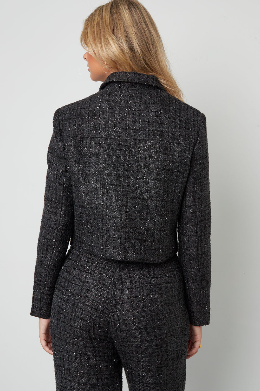 Geweven Polyestervezel Vrouwen Jas Elegant Geruit Statement