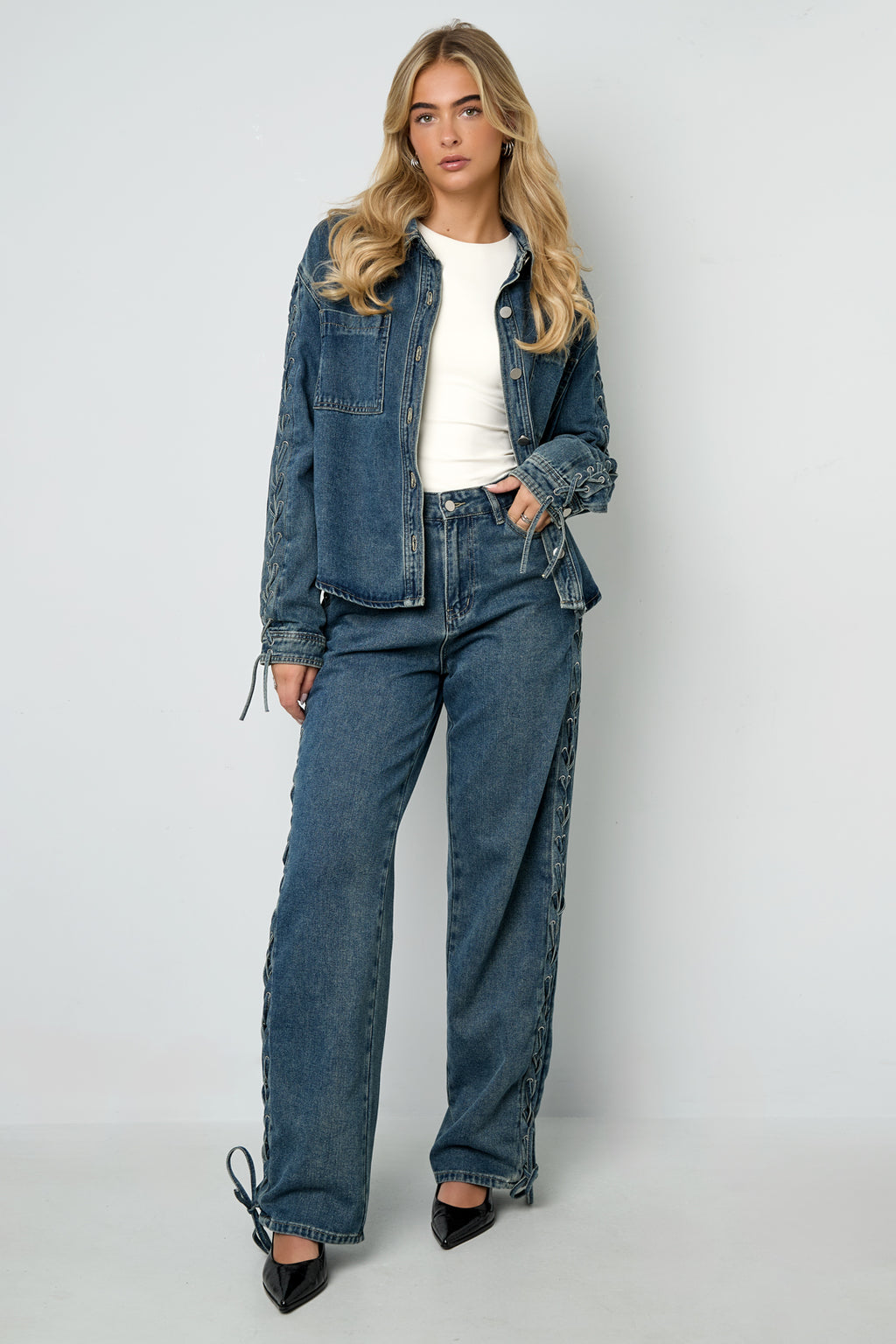 Geweven Katoen Vrouwen Jeansjack Casual Met Sluiting